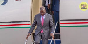 President William Ruto arrives in Tanzania ahead of the 23rd Summit of the East Africa Community (EAC) Heads of State meeting to be held in Arusha on November 23, 2023. 