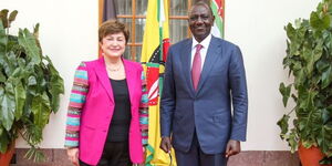 President William Ruto (right) meeting with IMF Managing Director Kristalina Georgieva at State House, Nairobi on Wednesday, May 4, 2023.