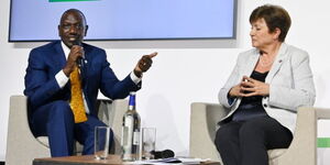 President William Ruto and IMF Managing Director Kristalina Georgieva in France on June 22, 2023. 