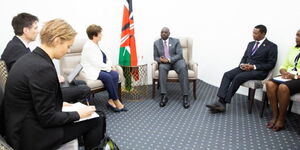 President William Ruto leading Kenya Kwanza delegation during a meeting IMF managing director Kristalina Georgieva, on Tuesday, November 8, 2022.