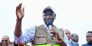 President William Ruto speaking in the launch to bitumen standard of the Njoro-Beeston-Neisut, Beeston-Lawina-Elburgon and Mauche-Sururu Roads in Nakuru County on Thursday April 6, 2023