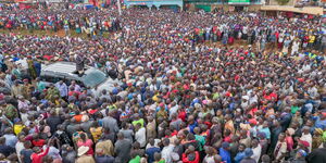 President William Ruto addressing residents of Trans Nzoia county on January 17, 2023.