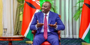 A photo of President William Ruto during a joint media interview held on May 14, 2023.