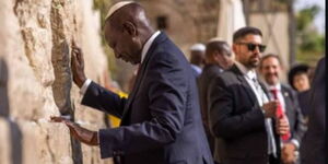 Kenyan President William Ruto at the Western Wall in Israel.