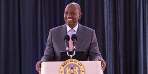 President William Ruto speaking during the commissioning of the Isuzu East Africa Electro Deposition (ED) paint plant in Nairobi's Industrial Area on June 7, 2023.