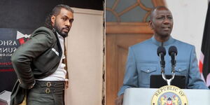 A photo collage of President William Ruto (right) and his tailor Ashok Sunny.