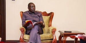 President William Ruto receiving a briefing on the 2023 KCSE exam results in Eldoret State Lodge, Uasin Gishu County. 