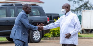 President William Ruto and his Ugandan counterpart Yoweri Museveni at a meeting on February 26, 2024.