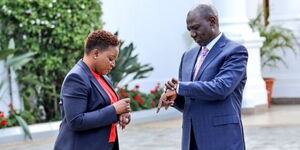 Health CS Susan Nakhumicha (left) meets President William Ruto at State House, Nairobi on August 1, 2023.