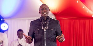 President William Ruto speaking in Olopirik village, Narok County on September 30, 2023.