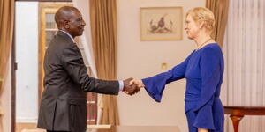 President William Ruto receiving the new Romania ambassador to Kenya Gentiana Serbu at State House on November 8, 2023. 