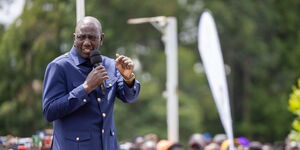President William Ruto speaking to the traders of Buuri, Meru County on Thursday, January 25,2024. 
