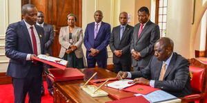 President William Ruto signing the Anti-Money Laundering and Combating of Terrorism Financing Laws (Amendment) Bill, 2023 into law at State House, Nairobi, on September 1, 2023.