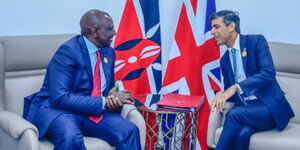 President William Ruto (left0 during a meeting with British PM Rishi Sunak on November 7, 2022.