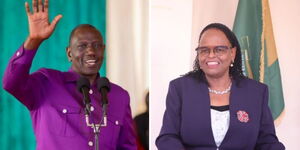 A photo collage of President William Ruto (left) and Chief Justice Martha Koome. 