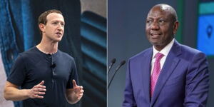 Facebook founder Mark Zuckerberg (left) and President William Ruto.