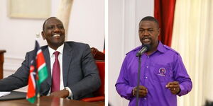 A photo collage of President William Ruto (left) and Davji Atellah, the Secretary General of the Kenya Medical Practitioners, Pharmacists and Dentists Union (KMPDU).