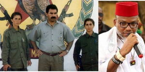 A collage of Kurdish political prisoner Abdullah Öcalan (left image centre) and Biafra Leader Nnamdi Kanu (left). The two activists were arrested in Kenya in different times but in circumstances that led to a diplomatic crisis