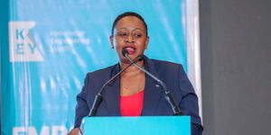 Nominated Member of Parliament Sabina Chege speaking during a workshop on Tuesday April 25, 2023