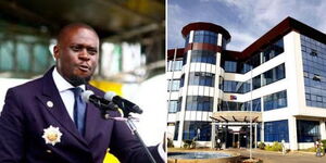 Collage Photo of Nairobi Governor, Johnson Sakaja and Standard Group Offices