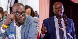 A photo collage of Nairobi Governor Johnson Sakaja (left) and Deputy President Rigathi Gachagua at a meeting in Nairobi on April 26, 2024.