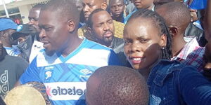 An image of Nairobi Governor Johnson Sakaja (left) and Getrude Shirirvwa (right) during a past campaign event