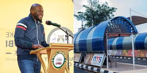 Photo collage of Nairobi Governor Johnson Sakaja and Green Park Terminus