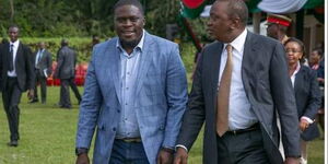 President Uhuru Kenyatta with Senator Johnson Sakaja 