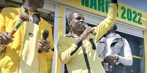Former parliamentary seat aspirant for Narok North Constituency, Saruni Kipukel Kipeni campaigns in Narok North in June 2022. 