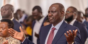 First Lady Rachel Ruto and President William Ruto (right) during a prayer service at State House on September 25, 2022. 