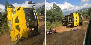 A school bus belonging to Hills Valley Academy in Ngong, Kajiado County involved in an accident on Friday, July 18, 2025.
