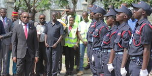 Principal Secretary Raymond Omollo addressing a group of security officers on August 11, 2023 