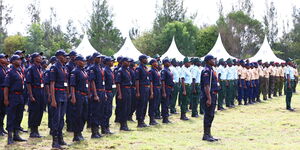 Security guards awarded Security Force Numbers in Uasin Gishu on Thursday, July 6, 2023.