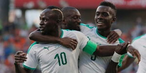 Senegal captain Sadio Mane (left) celebrates with teammates after scoring against Japan in the 2018 World Cup