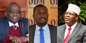 A collage image of Dennis Itumbi, Nairobi Senator-elect Edwin Sifuna and Lawyer Miguna Miguna