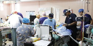 Several doctors from the Operation Rainbow Canada during an operation