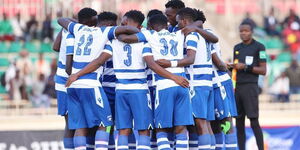 Several football players from AFC Leopards during a hurdle