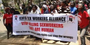 The Kenya Sex Workers Alliance protesting in 2015.