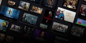A promotional picture showing movies available on Showmax