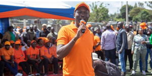 A photo of Edwin Sifuna, the ODM Secretary General speaking at Kamukunji Grounds at ODM's Recruitment Drive February 4