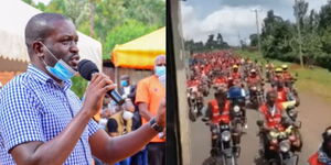 ODM SG Edwin Sifuna (left) and a Jubilee convoy in Bonchari (right)