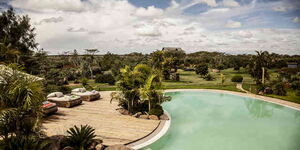 An aerial view of Segera Retreat in Laikipia County.