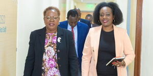 Lands Cabinet Secretary Alice Wahome and her Environment counterpart Soipan Tuya at a meeting on February 28, 2024. 