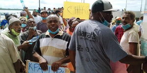 Lamu fishermen during a protest on Friday 9, 2024.