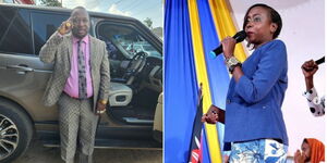 Photo collage of Mike Mbuvi Sonko and former Citizen TV presenter Jacque Maribe 