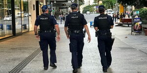 Police Officers of Queensland Police Service, patrolling the streets of Brisbane, on September 16, 2018.