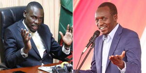 South Mugirango MP Sylvanus Osoro (left) and Kisii Governor Simba Arati.