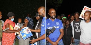 Sportpesa Chief Executive Officer (CEO) Ronald Karauri at Gatuoro Village with the Kasarani Fire Victims on February 28, 2022.