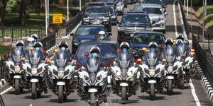 A photo of Former President Uhuru Kenyatta's motorcade leaving State House on December 12, 2021.