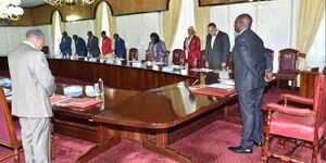 President William Ruto (right) chairs a cabinet meeting at State House on Monday, October 3, 2022.